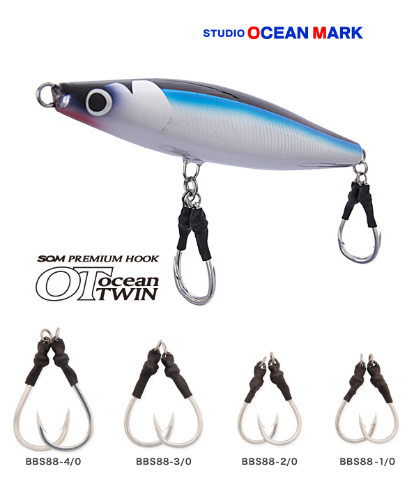 S.O.M., S.O.M (Studio Ocean Mark) Premium-Haken OceanTWIN BBS88 für Königs- oder YF-Thunfisch-Plugging