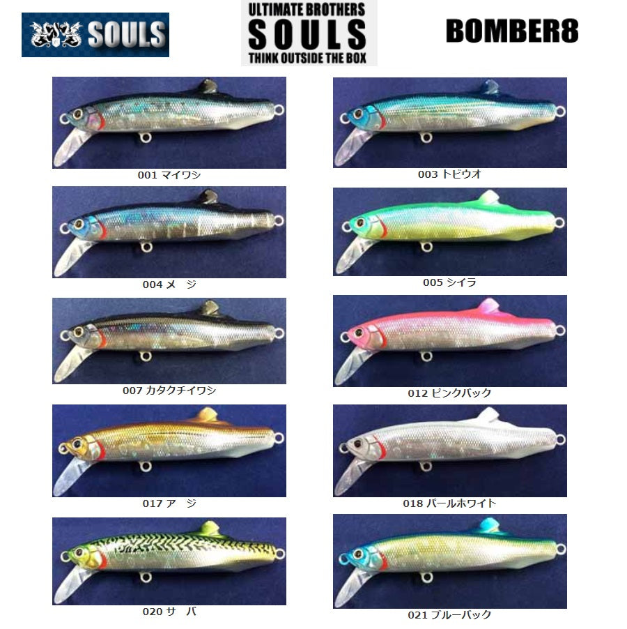 SEELEN, SOULS Sinkende Elritze BOMBER 8 80mm 30g